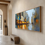 Lanternlit Reverie - opposite side view - textured impasto artwork