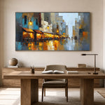 Lanternlit Reverie - home office - textured impasto artwork