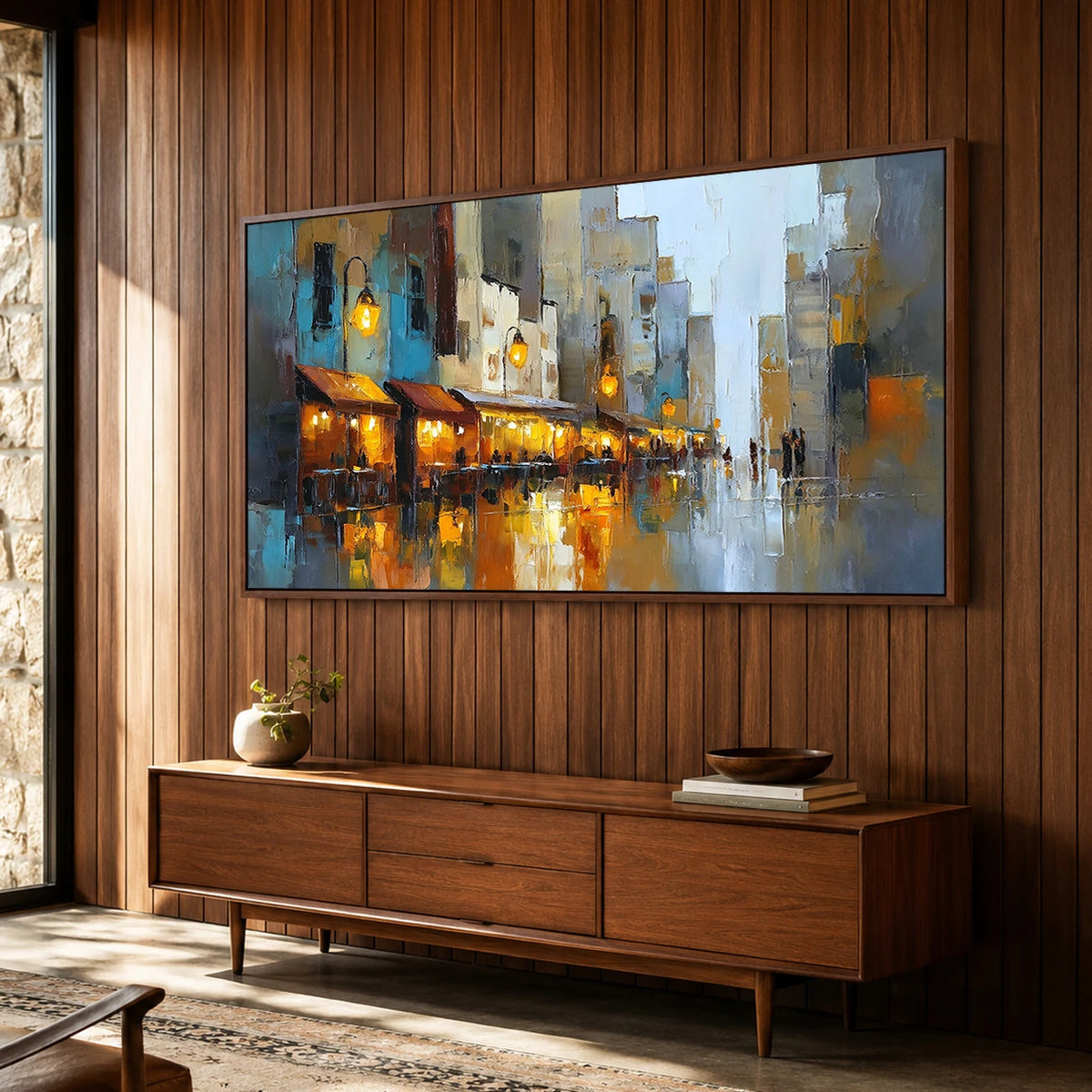Lanternlit Reverie - entryway - textured impasto artwork