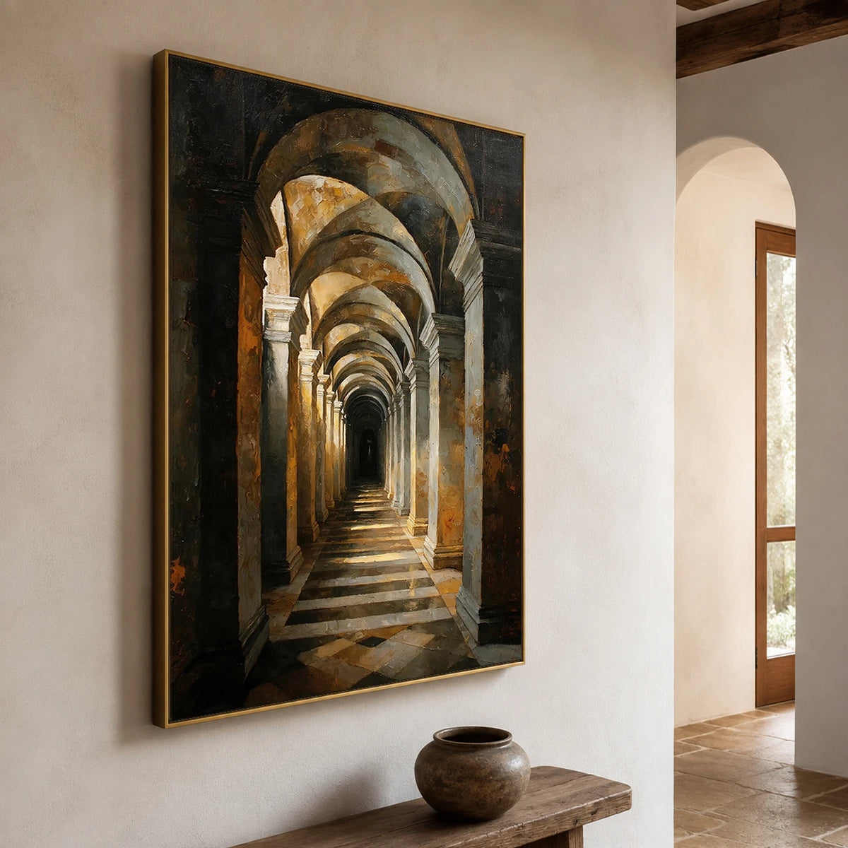 Light Through the Arches - opposite side view - textured impasto artwork