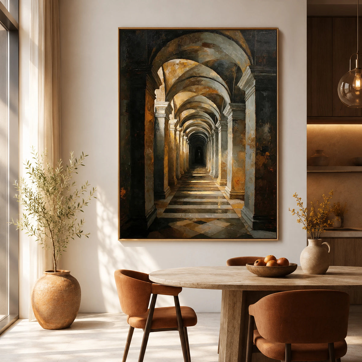 Light Through the Arches - dining room - textured impasto artwork