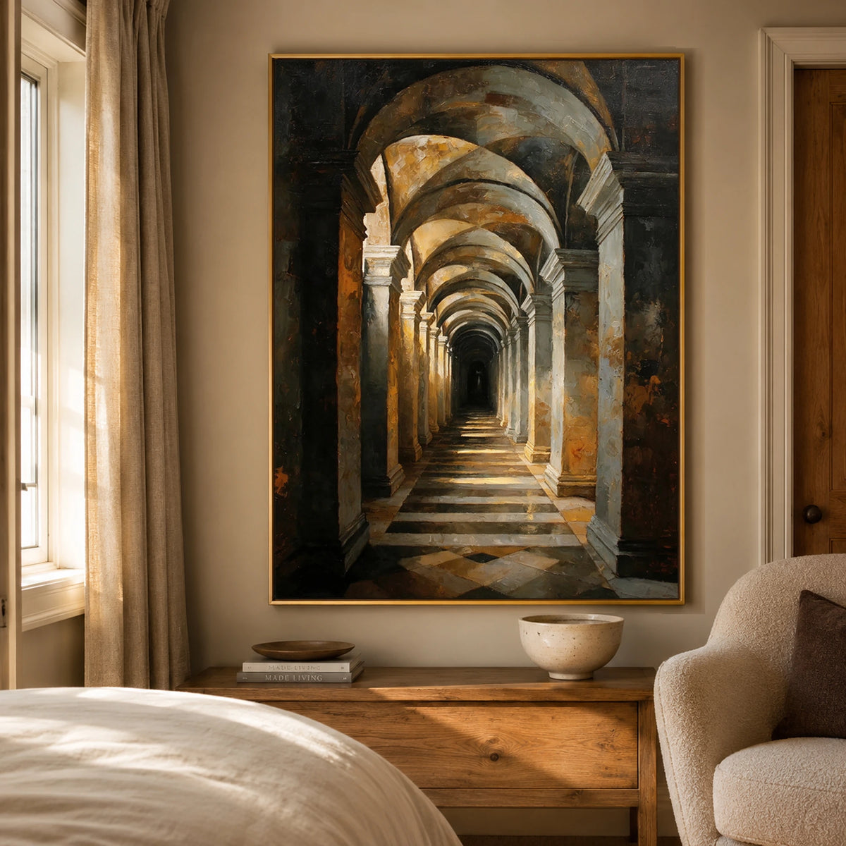 Light Through the Arches - bedroom - textured impasto artwork