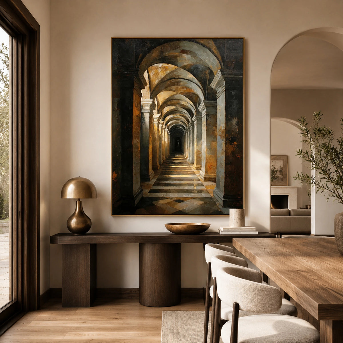 Light Through the Arches - home office - textured impasto artwork