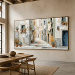 Linen and Sunlight - dining room - textured impasto artwork