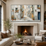 Linen and Sunlight - fireplace lounge - textured impasto artwork