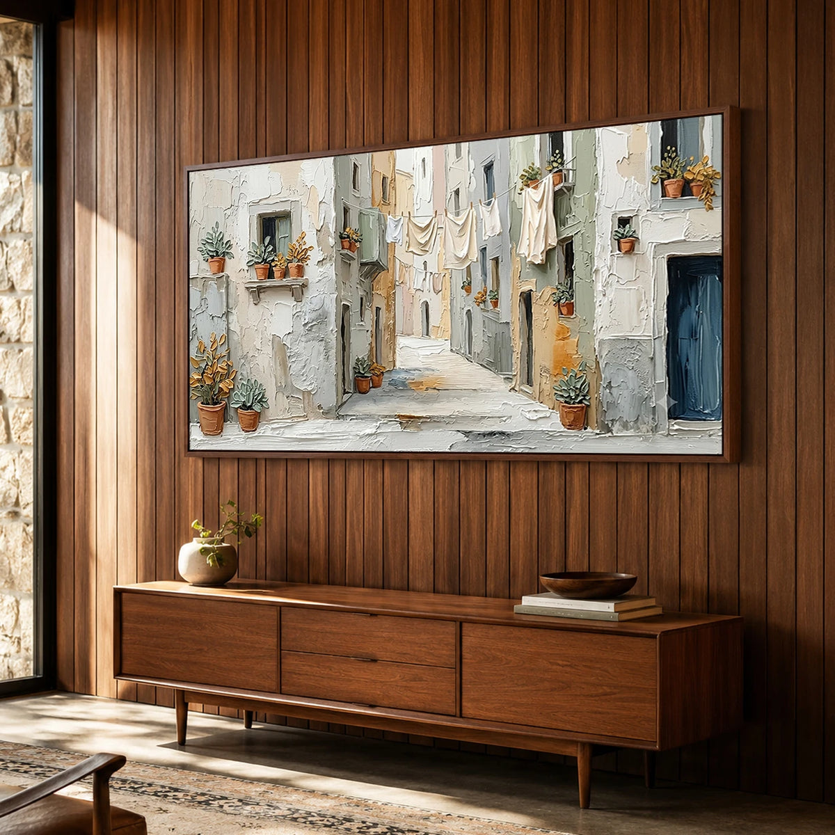 Linen and Sunlight - entryway - textured impasto artwork