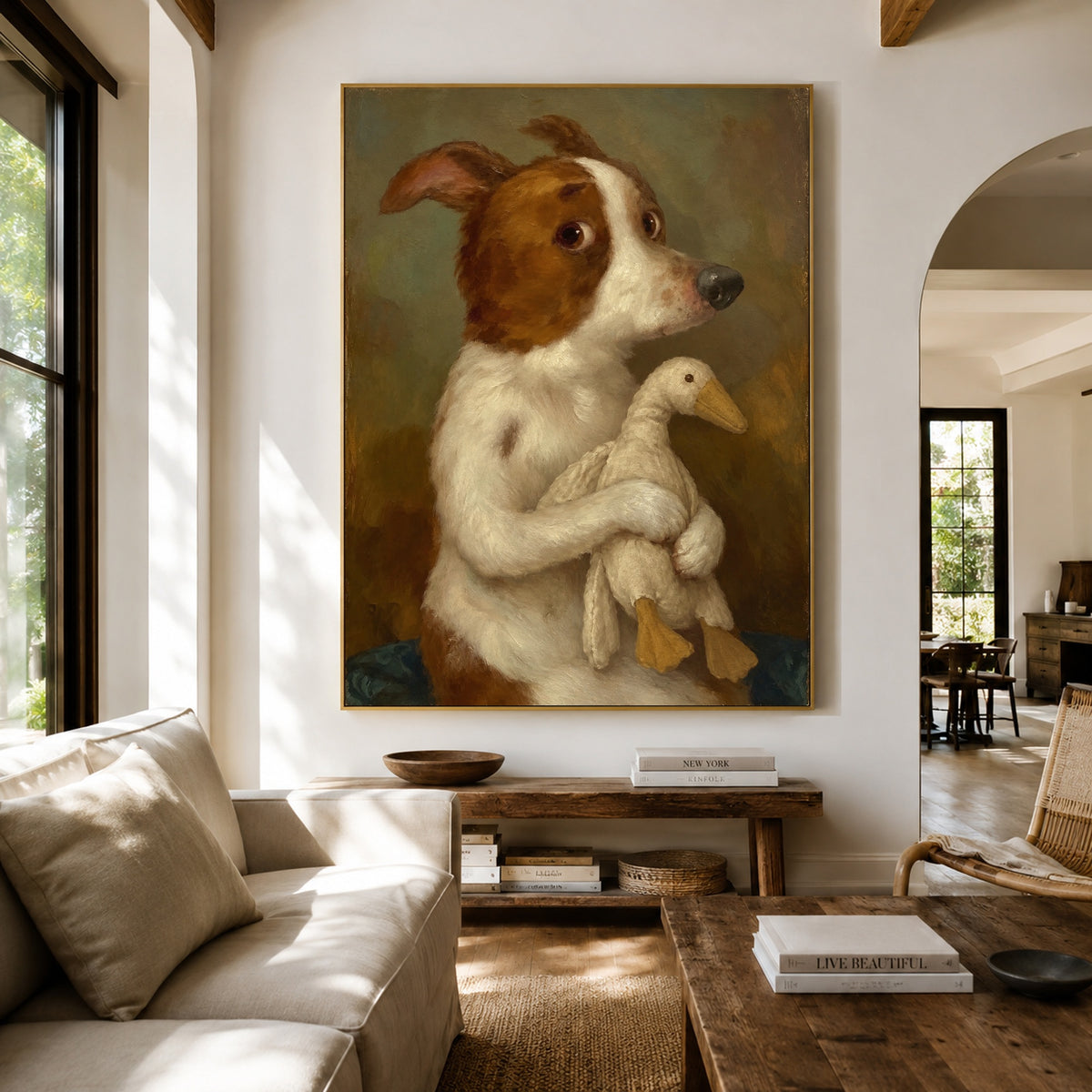 A Gentle Holding - living room hero - modern folk art painting