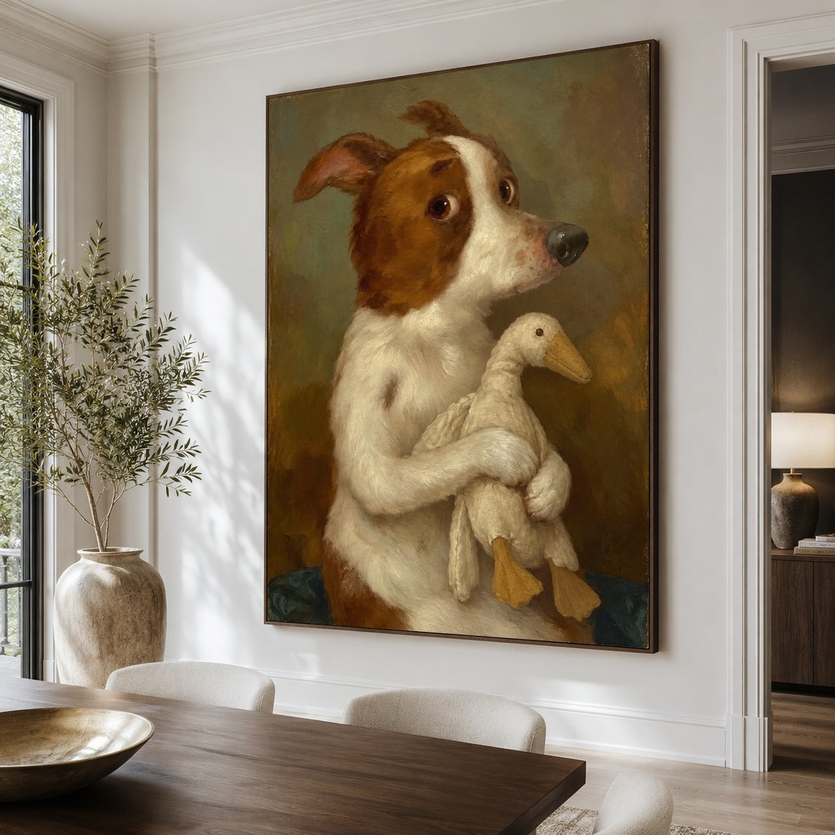 A Gentle Holding - dining room close - modern folk art painting