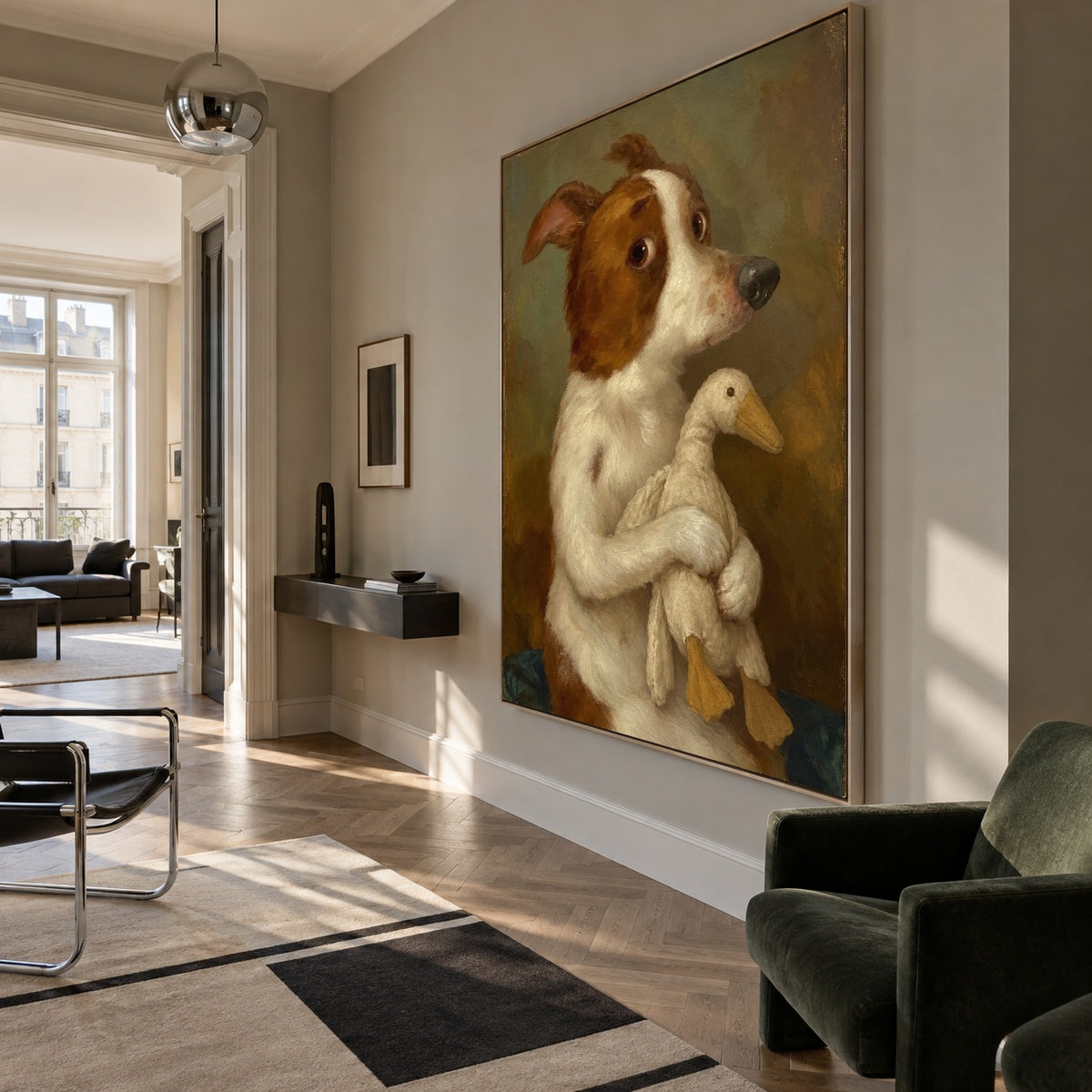 A Gentle Holding - modern living room - modern folk art painting