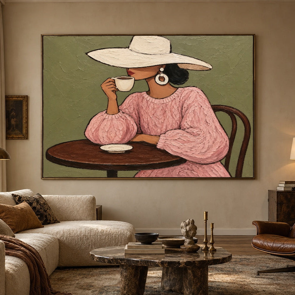 A Sip of Sunshine - front view hero - modern folk art painting