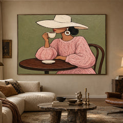 A Sip of Sunshine - front view hero - modern folk art painting