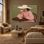 A Sip of Sunshine - interior setting 03 - modern folk art painting