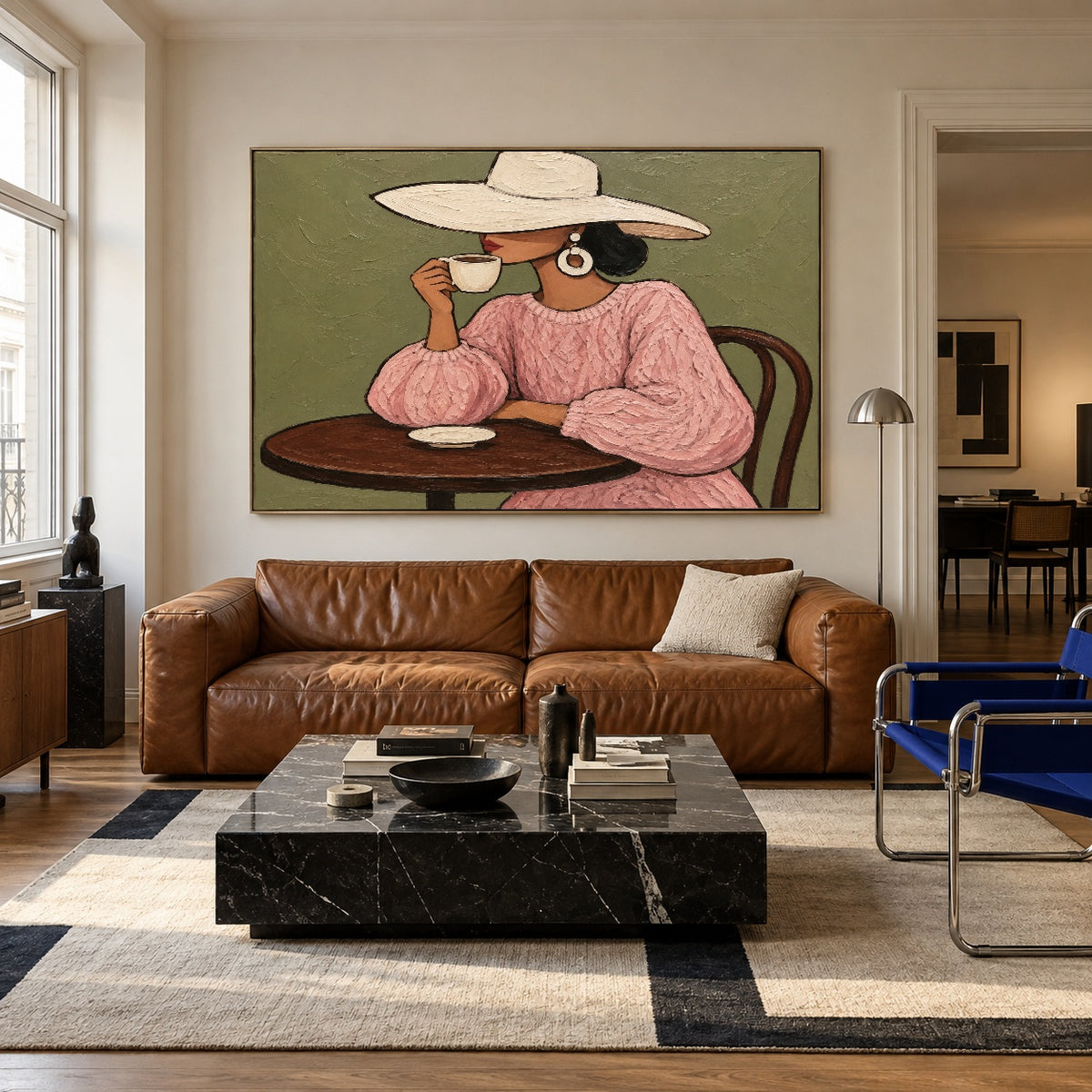 A Sip of Sunshine - interior setting 05 - modern folk art painting