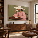 A Sip of Sunshine - interior setting 06 - modern folk art painting