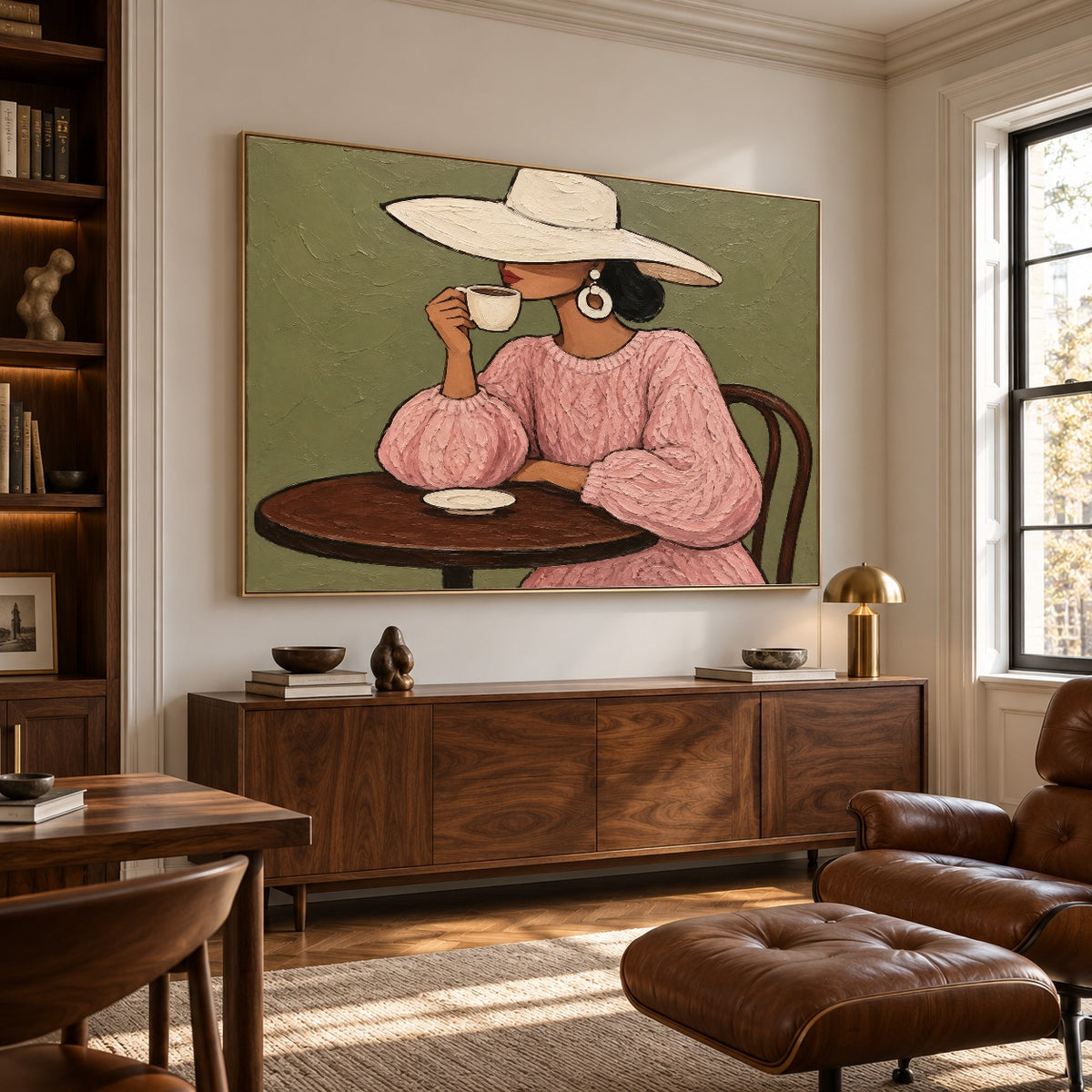 A Sip of Sunshine - interior setting 06 - modern folk art painting
