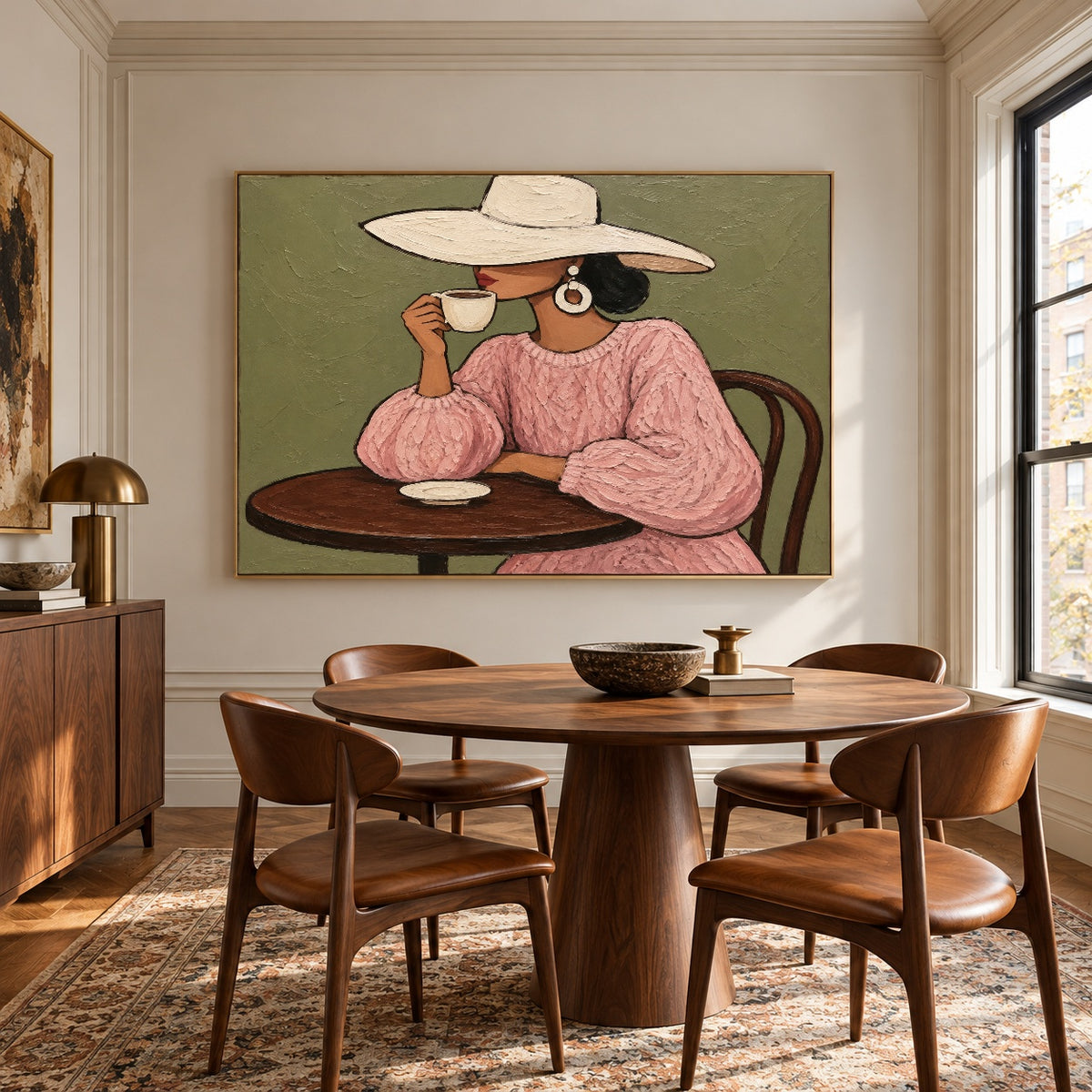 A Sip of Sunshine - interior setting 07 - modern folk art painting