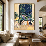 After Hours Companions - living room hero - modern folk art painting