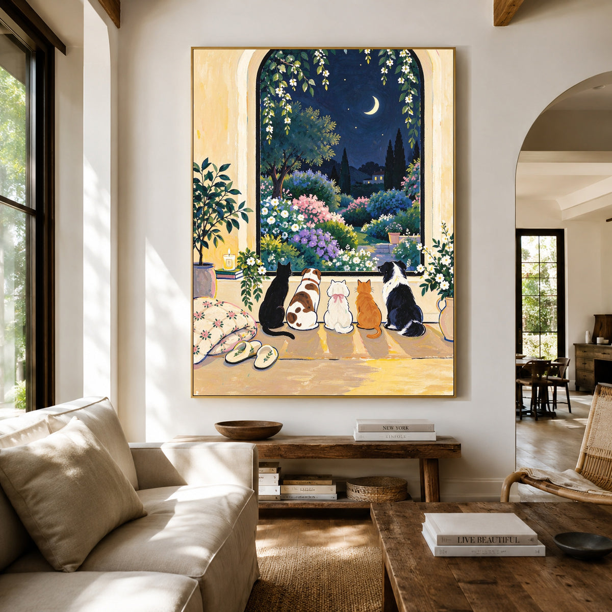 After Hours Companions - living room hero - modern folk art painting