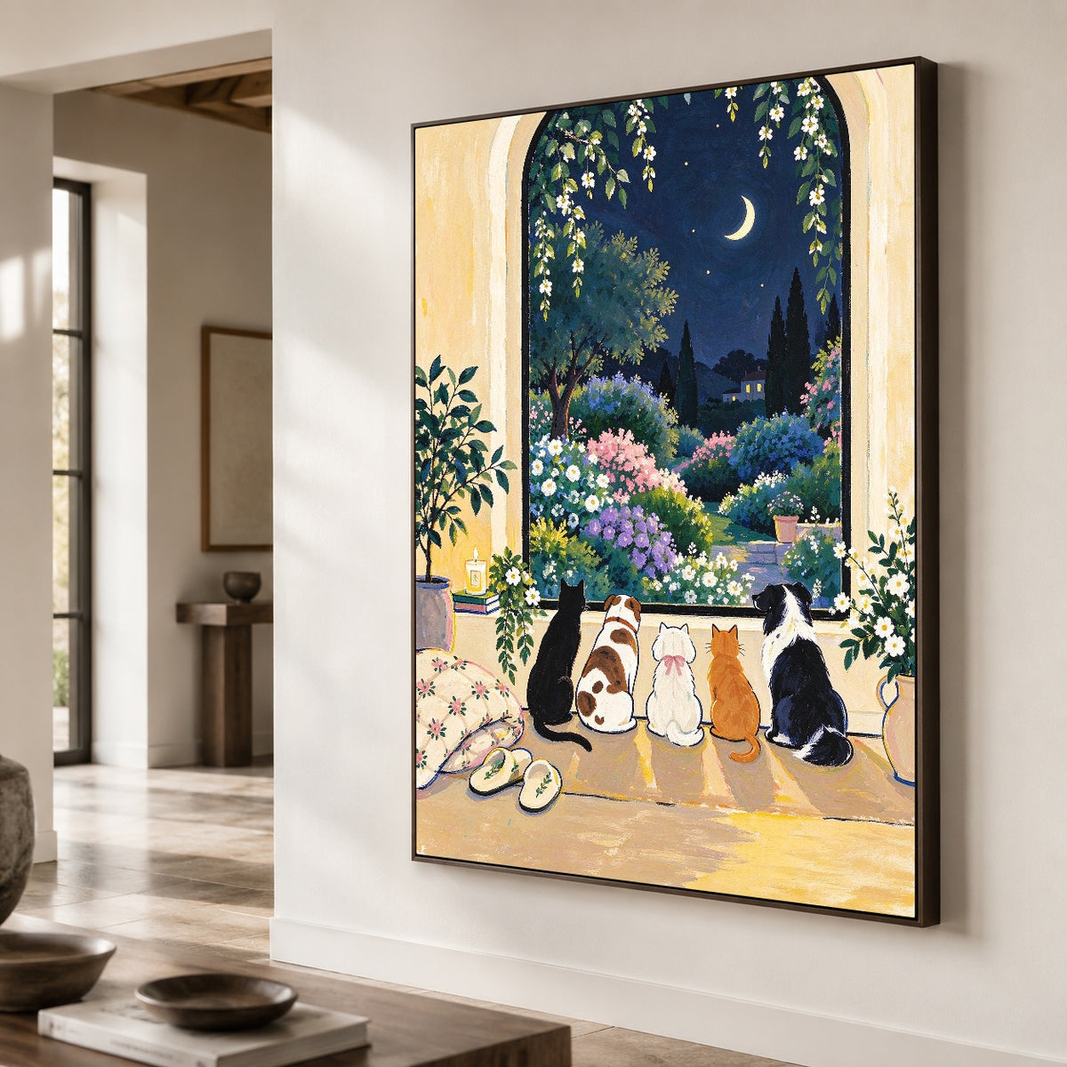 After Hours Companions - oblique close view - modern folk art painting