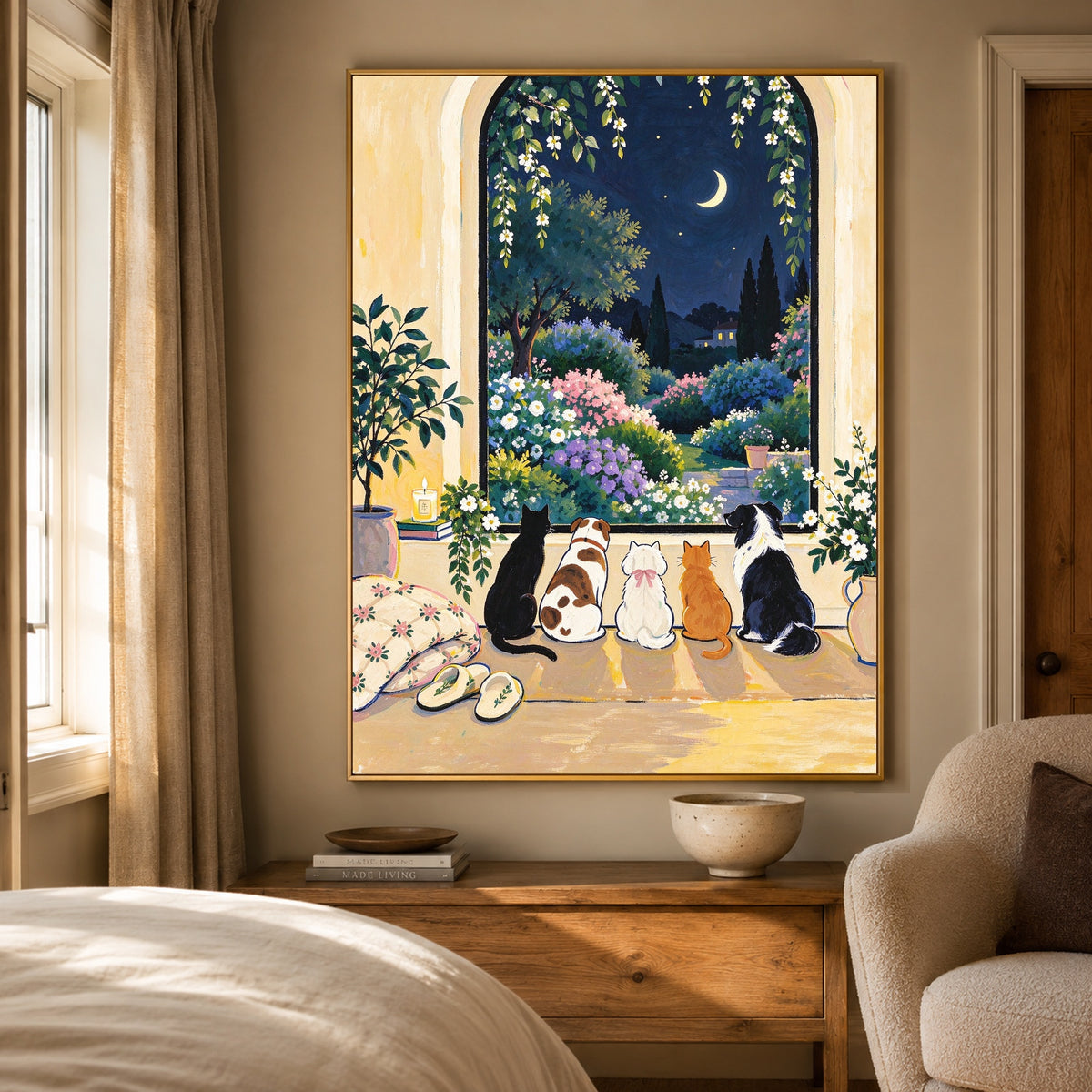 After Hours Companions - bedroom - modern folk art painting
