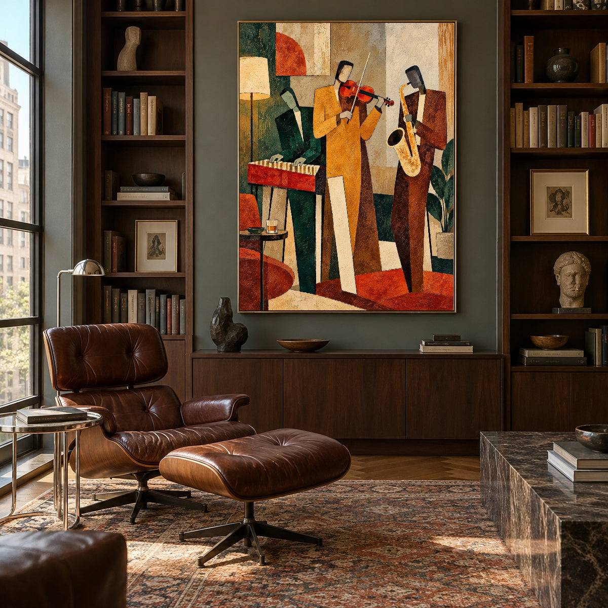 Amber Room Sessions - library lounge - modern folk art painting