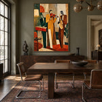 Amber Room Sessions - wood dining room - modern folk art painting