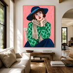 Emerald Afternoon - living room hero - modern folk art painting