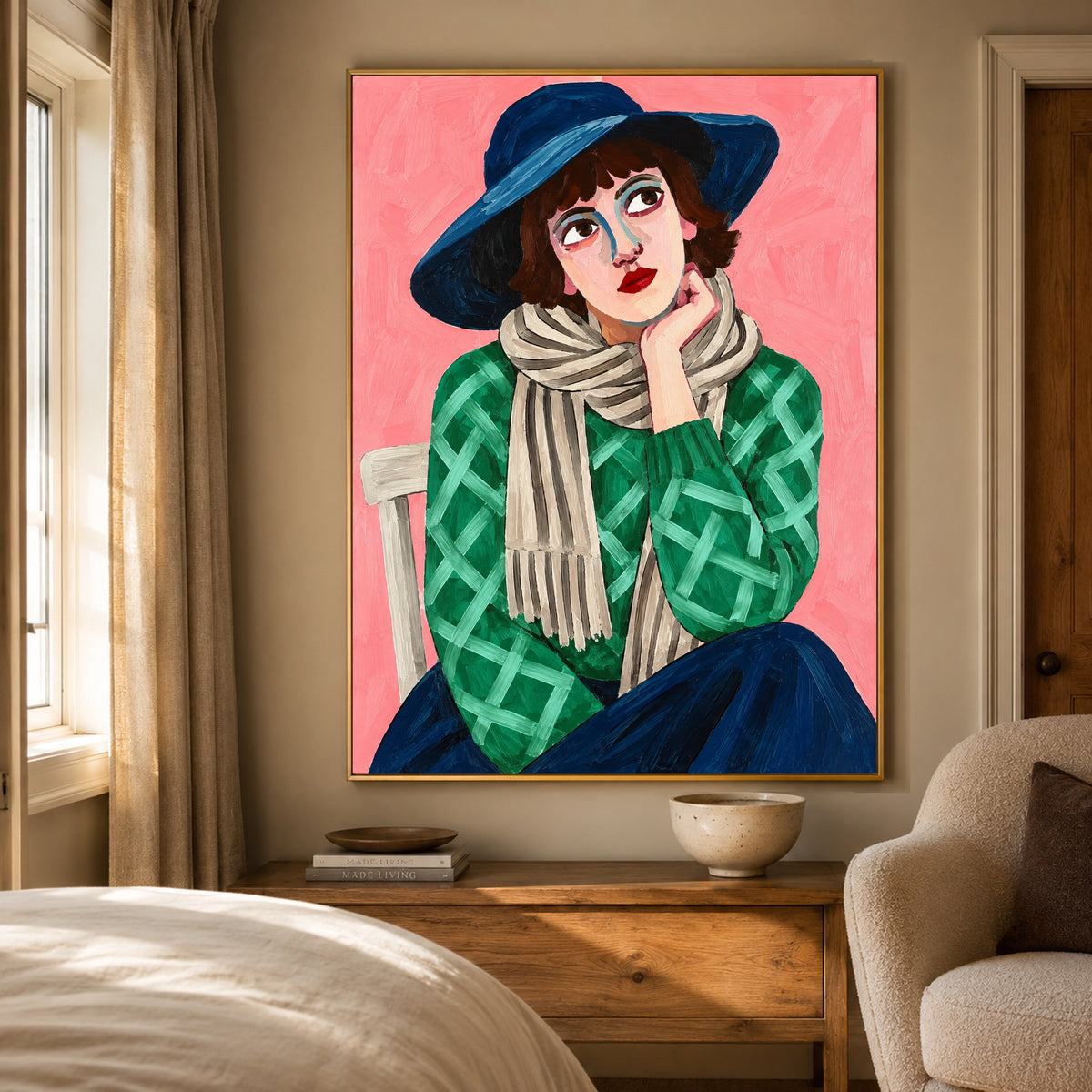 Emerald Afternoon - bedroom - modern folk art painting
