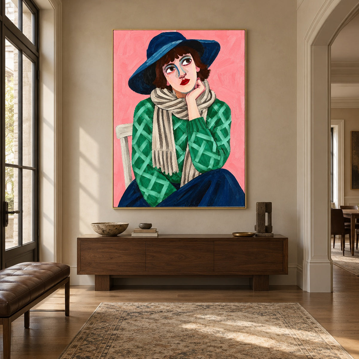 Emerald Afternoon - entryway - modern folk art painting