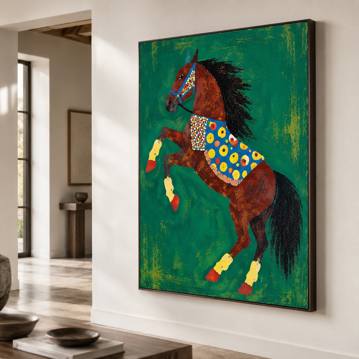 Emerald Jubilance - oblique close view - modern folk art painting