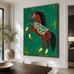 Emerald Jubilance - dining room close - modern folk art painting
