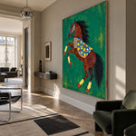 Emerald Jubilance - modern living room - modern folk art painting