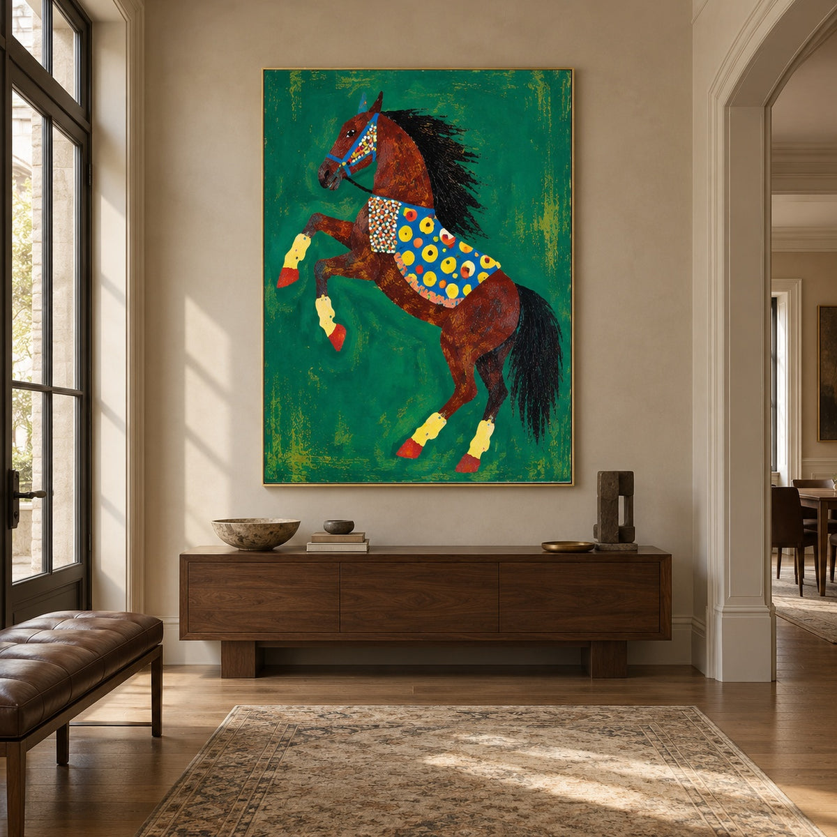 Emerald Jubilance - entryway - modern folk art painting