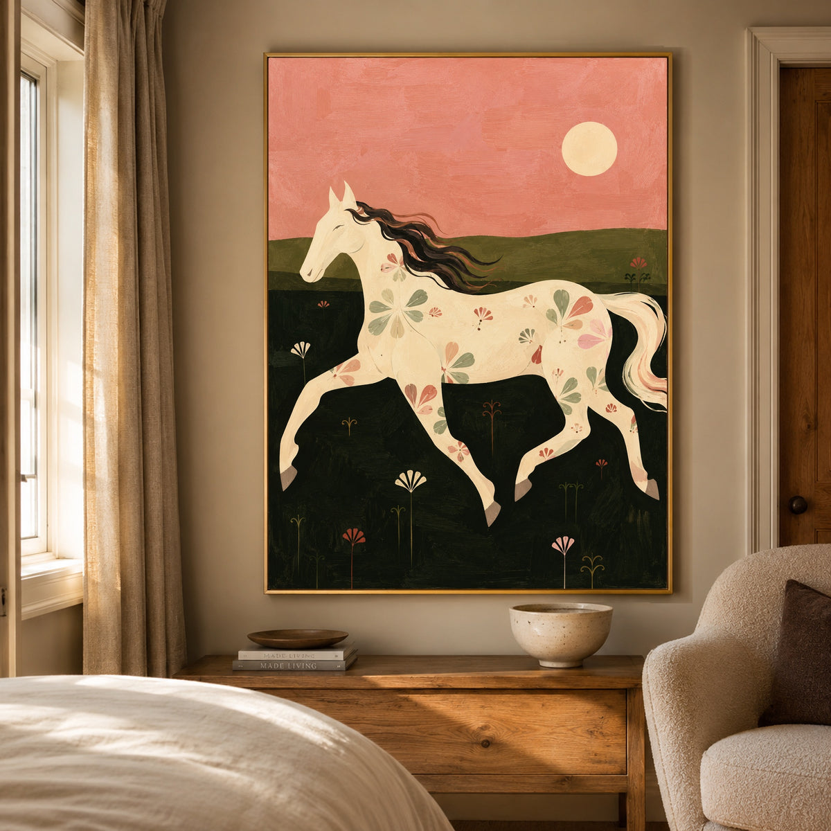 Evening Meadow Grace - bedroom - modern folk art painting