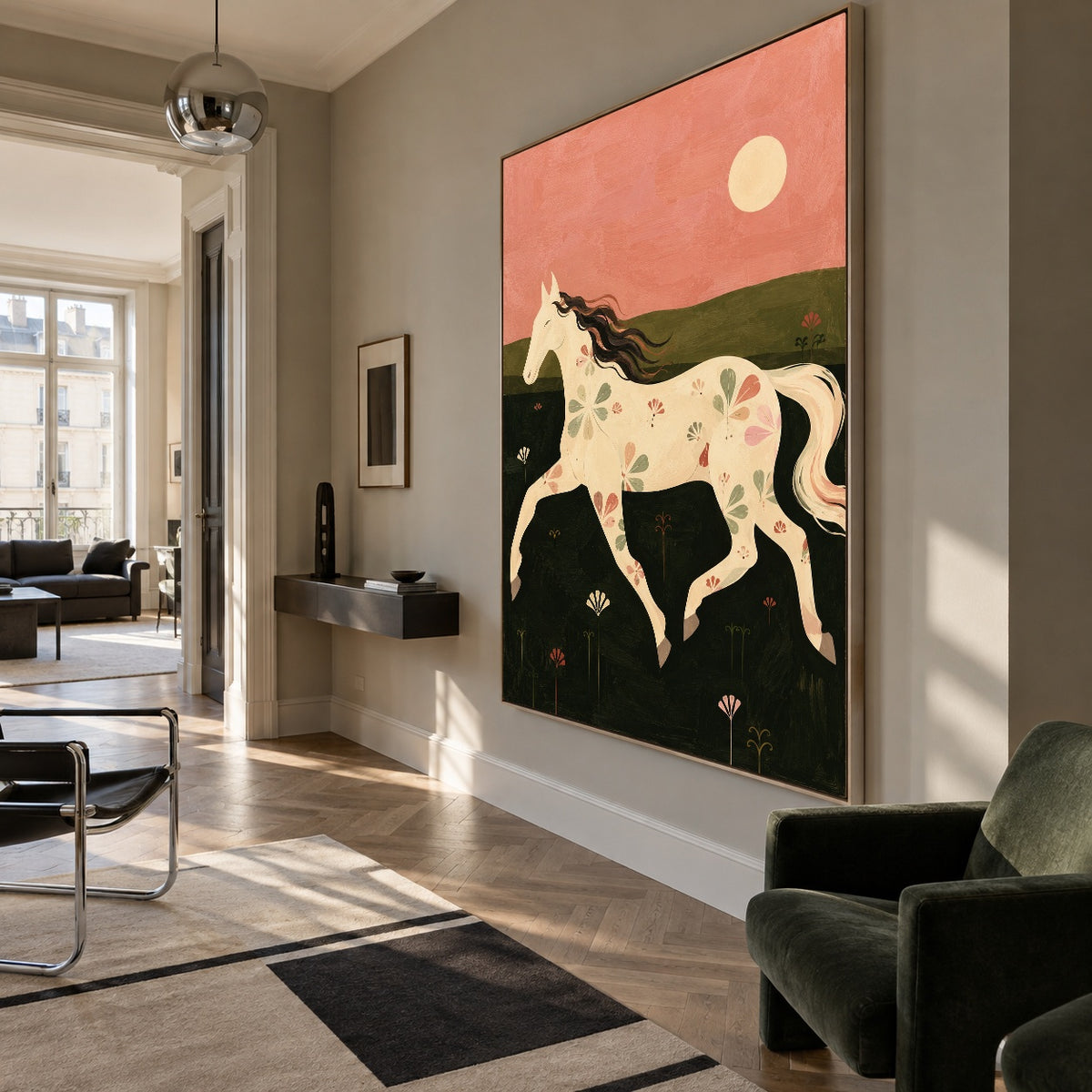 Evening Meadow Grace - modern living room - modern folk art painting