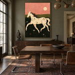 Evening Meadow Grace - wood dining room - modern folk art painting