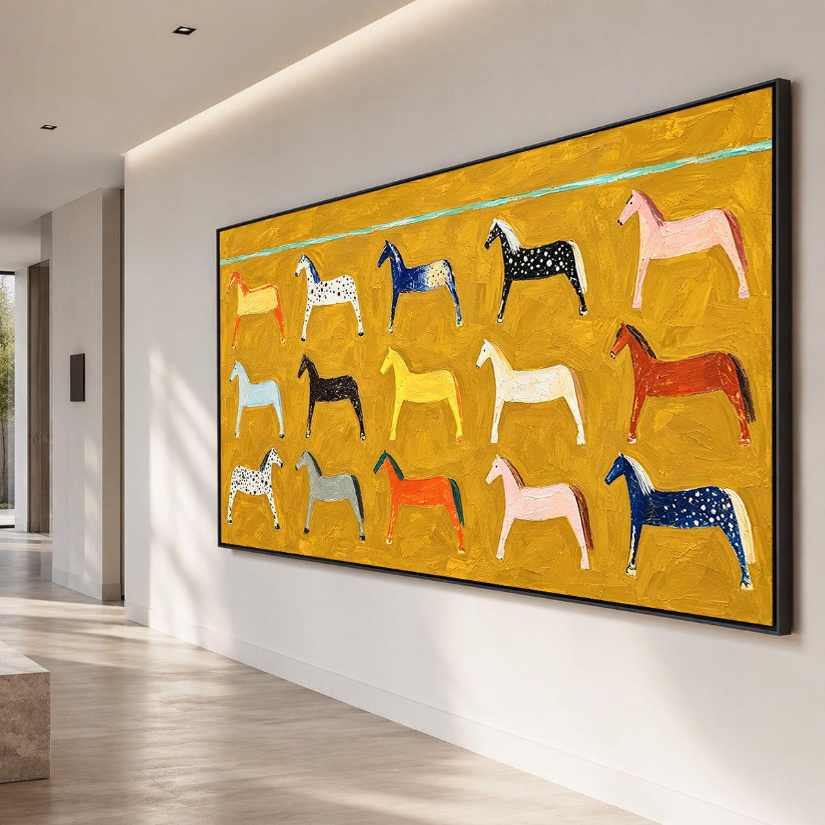 Every Horse a Story - oblique view - modern folk art painting