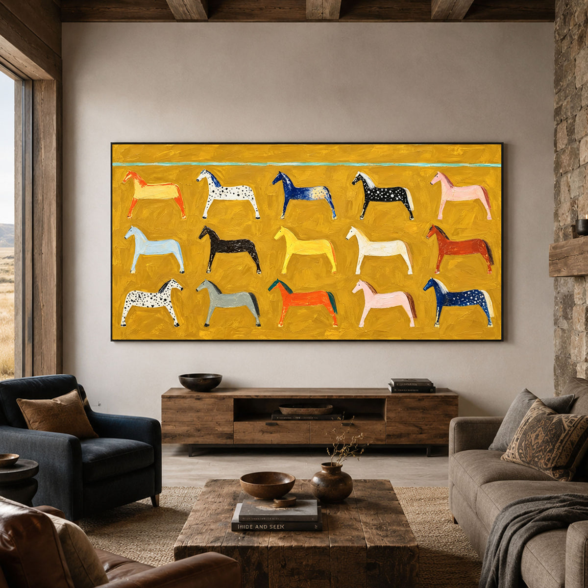 Every Horse a Story - interior setting 06 - modern folk art painting