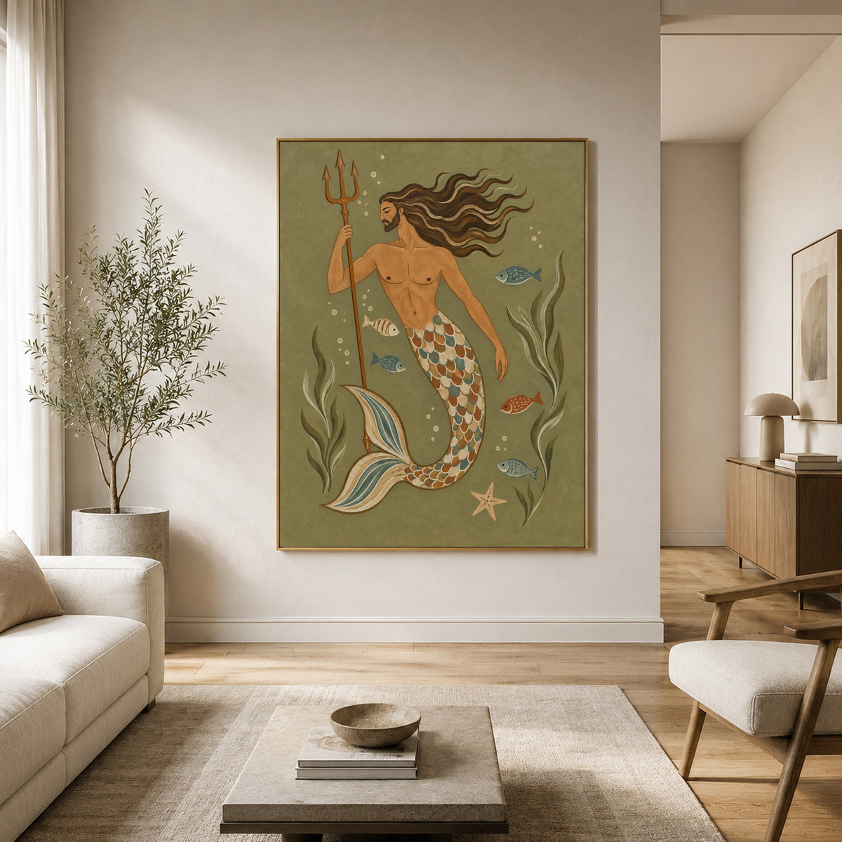 Keeper of the Tide - interior setting 3 - modern folk art painting