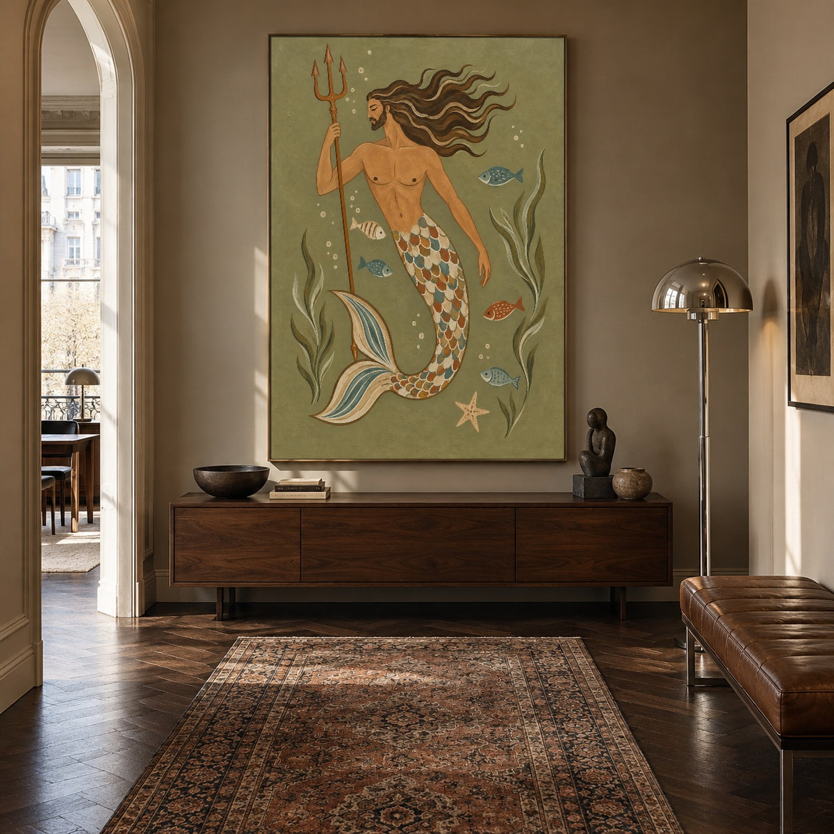 Keeper of the Tide - interior setting 7 - modern folk art painting