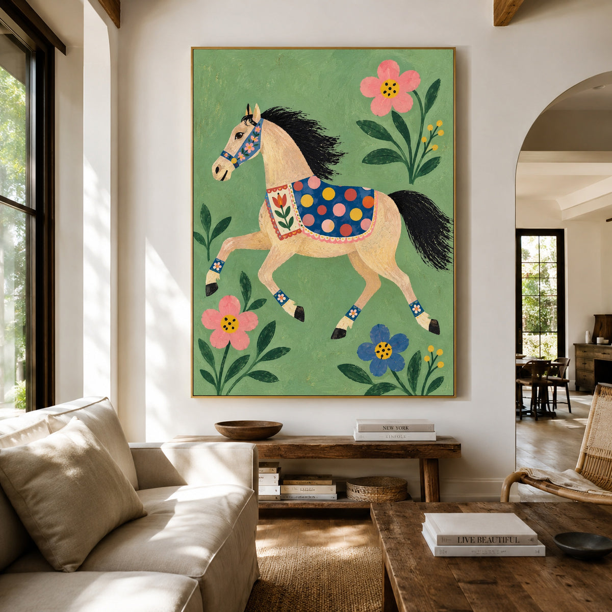 Meadow Pageant - living room hero - modern folk art painting