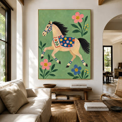 Meadow Pageant - living room hero - modern folk art painting