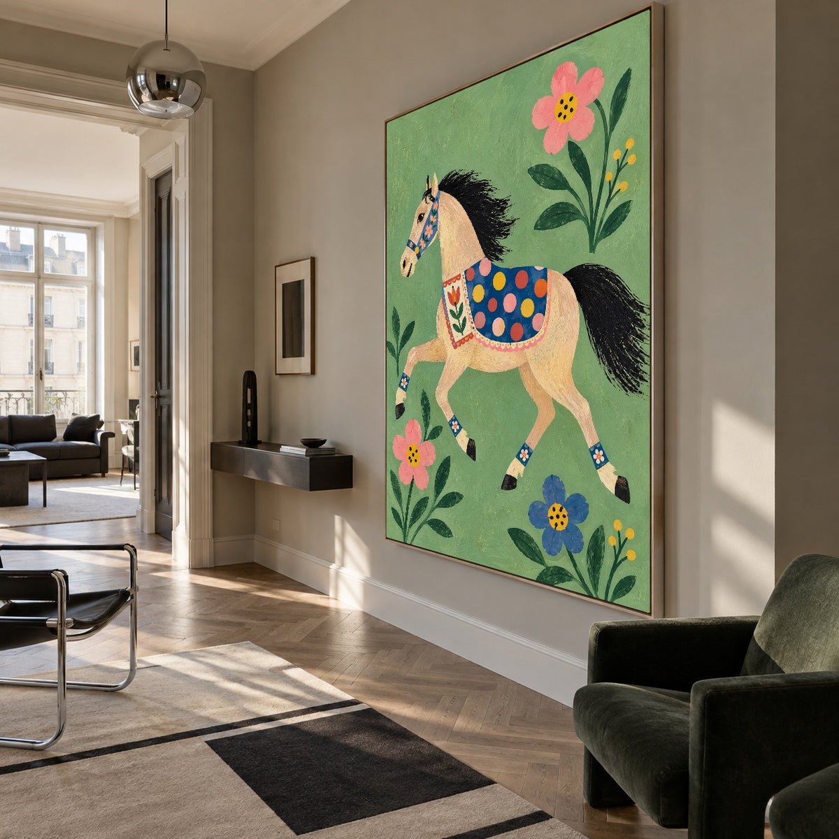 Meadow Pageant - modern living room - modern folk art painting