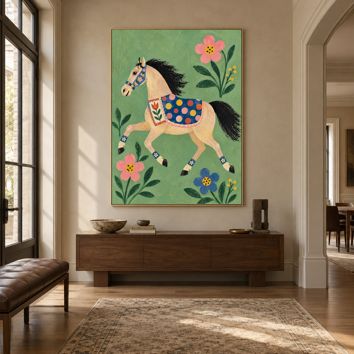 Meadow Pageant - entryway - modern folk art painting