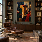 Midnight Brass Assembly - library lounge - modern folk art painting