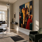 Midnight Brass Assembly - modern living room - modern folk art painting