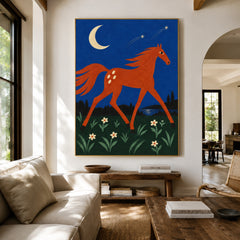 Moonflower Canter - living room hero - modern folk art painting