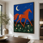 Moonflower Canter - dining room close - modern folk art painting