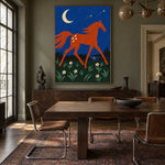 Moonflower Canter - wood dining room - modern folk art painting