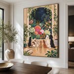Moonlit Flower Guardians - dining room close - modern folk art painting